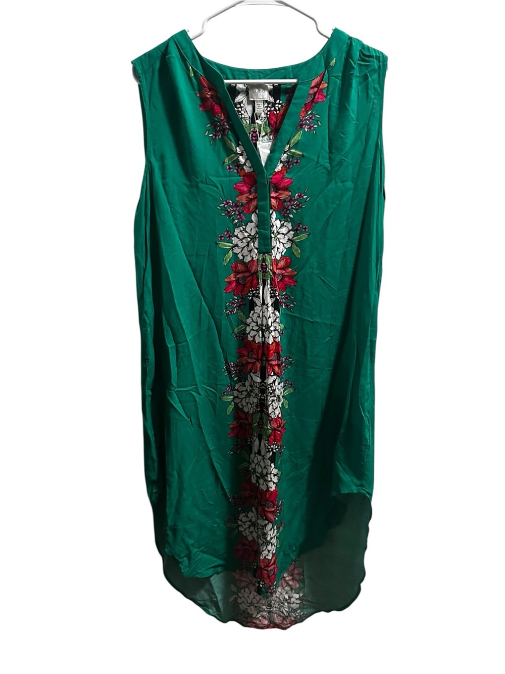 Cupio Green Floral V-Neck Dress size XL NWT - Picture 2 of 6